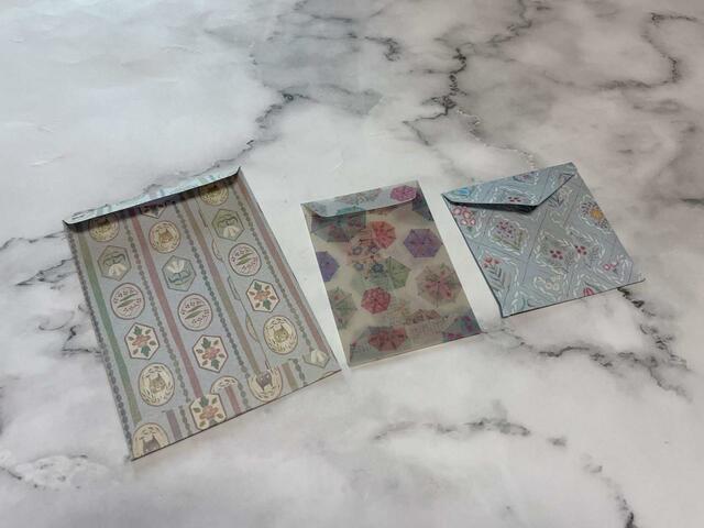 3種類の作った封筒の並べてみました♪