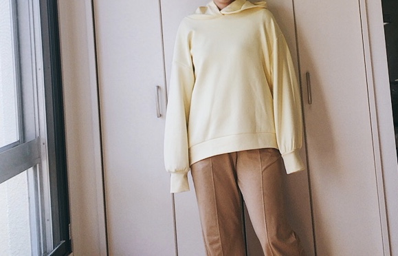 【GU(ジーユー) ダブルフェイスプルパーカ(長袖)】大きめサイズがかわいい