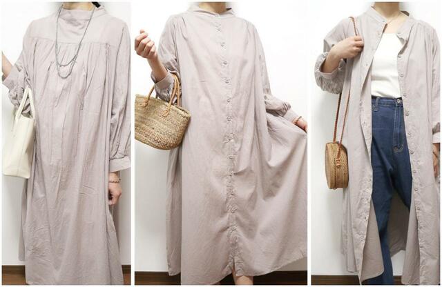 【DAY CLOSET 羽織れる2WAYパフスリーブナチュラルフレアシャツワンピ】2wayだけど3wayでも着こなせる！