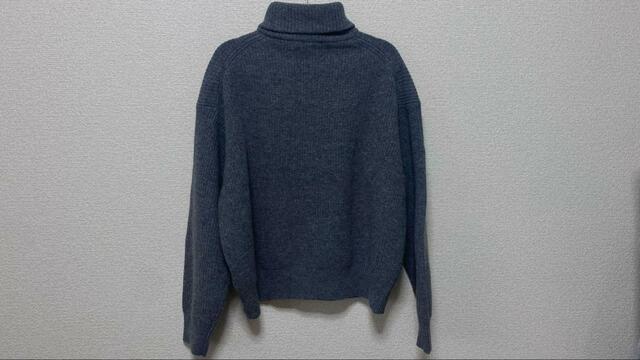 【UNIQLOプレミアムラムハーフジップセーター】背中側の写真