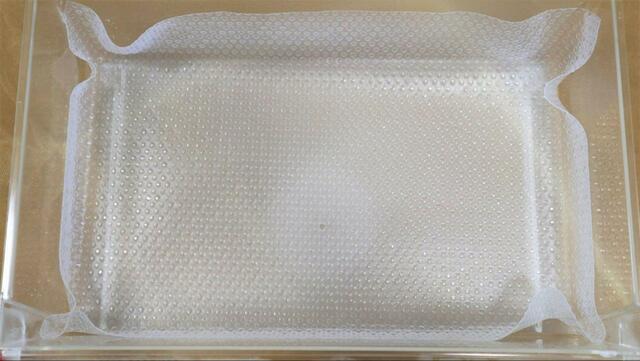 【ニトリ 抗菌すべり止めシート】冷蔵庫の引き出しにも使用可能。謎の液体汚れが付いてもシートだけ洗えばOK！