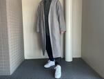 【UNIQLO オーバーシャツ ジャケット】グレーのロングコートを合わせてみました