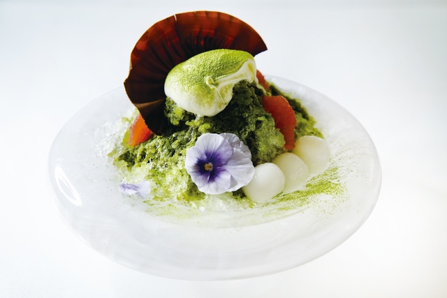 【ベルアメール 京都別邸　カフェメニュー】「かき氷　淡雪 抹茶」￥1,650