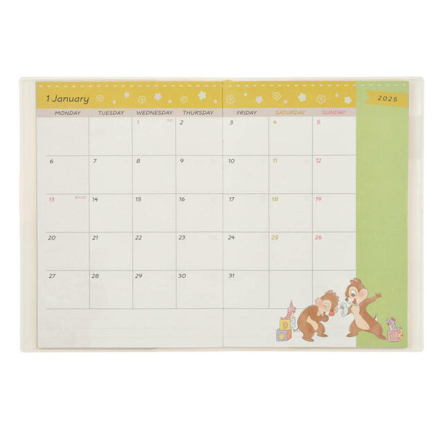 チップ＆デール 手帳・スケジュール帳 B6 Calendar＆Organizer 2025 1,500円