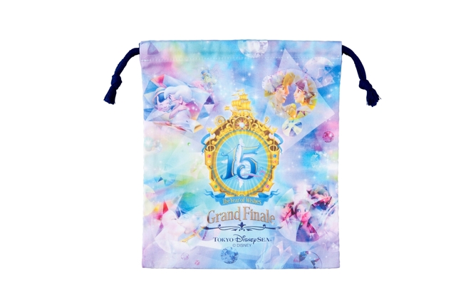 きんちゃく ¥800 ※縦約23cm × 横約20cm|「東京ディズニーシー15周年 “ザ・イヤー・オブ・ウィッシュ” ~グランドフィナーレ~」スペシャルグッズ