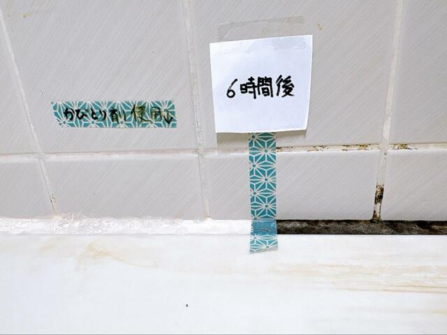 【鈴木油脂工業 カビとり一発】6時間後にはすっかり真っ白に。同じ場所とは思えないほどカビの存在が消えました!