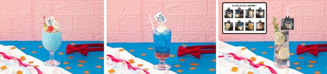 「30th Anniversary フローズンシェイク/30th Anniversary ショートケーキドリンク/黒ずくめの組織のゼリードリンク」＜価格：1,190円（税込）＞【【名探偵コナン】「喫茶ポアロ」のハムサンドや“事件に使われたあのメニュー”も！？「名探偵コナン 連載30周年記念カフェ」6都市で開催】