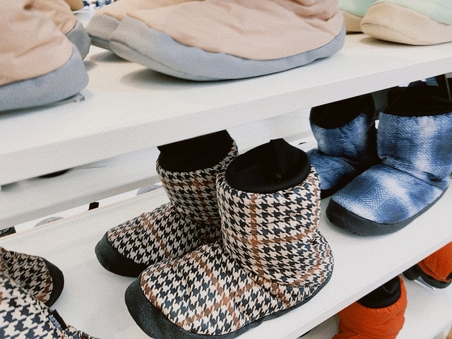 【ワークマン Heya ルームブーツ】カラー：豹柄、ライトブルー、ライトグリーン、青チェック、レッド、ホワイト、ブラウンチェック、ベージュ