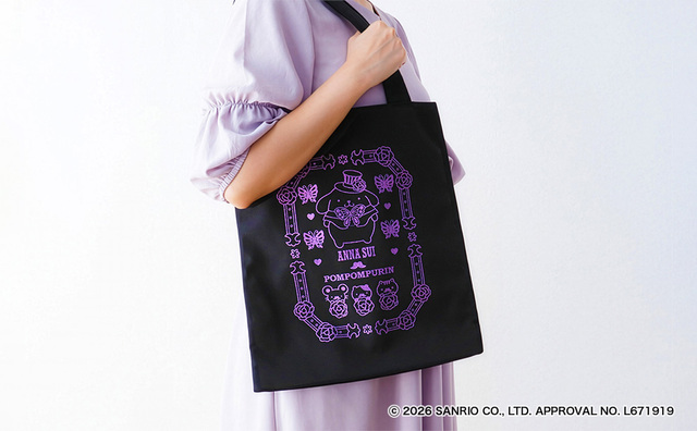 【ANNA SUI×ポムポムプリン】「トートバッグ」(1柄2色、各4,950円)/グリッタープリントの華やかなデザイン