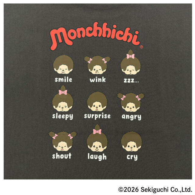 【イオン限定「モンチッチ」プリントＴシャツ】チャコール