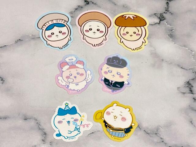 【ちいかわ ダイカットステッカー】今回出会えたラインナップ。被りもなく、きのこシリーズはコンプリートできたなかなかの戦績！