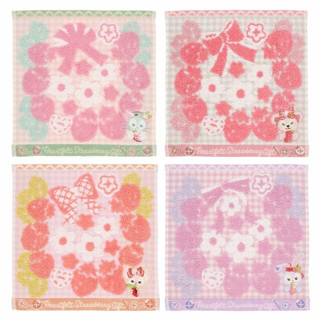 ミニタオルセット 3,200円|東京ディズニーリゾート「ダッフィー&フレンズのハートフェルト・ストロベリーギフト」スペシャルグッズ|販売店舗:東京ディズニーシー「マクダックス・デパートメントストア」|発売日:2024年1月15日(月)