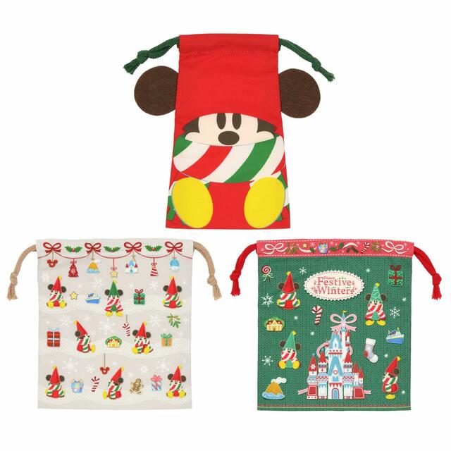 きんちゃく 2,400円|「ディズニー・クリスマス」スペシャルグッズ|東京ディズニーリゾート40周年“ドリームゴーラウンド”|発売日:2023年11月7日(火)|販売店舗:東京ディズニーランド「ディズニー&カンパニー」、東京ディズニーシー「エンポーリオ」