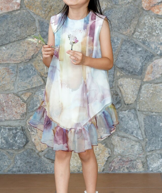 【アンドユー】アシンメトリーフリルショートドレスーマルチ