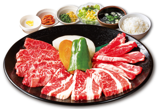 【安楽亭】人気3種盛り食べ放題定食　2,980円（税込3,278円）／制限時間45分（ラストオーダー10分前）