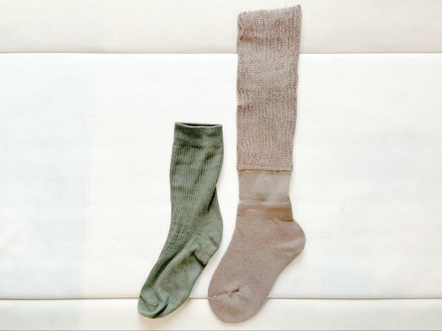 【オカモト まるでこたつソックス】一般的なリブ靴下と比べてとても長いつくりです