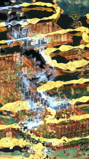 『花と屍 剥落 十二幅対』4 チームラボ,2012,デジタルワーク,1min,50sec(9.16☓12)