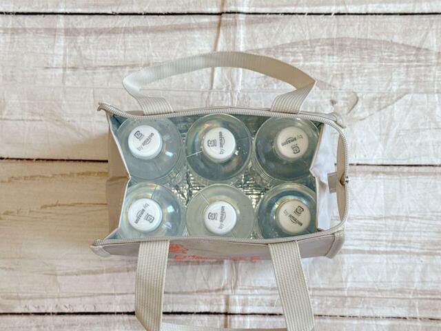 550mlのペットボトルが6本入りますが、ファスナーは閉まりませんでした