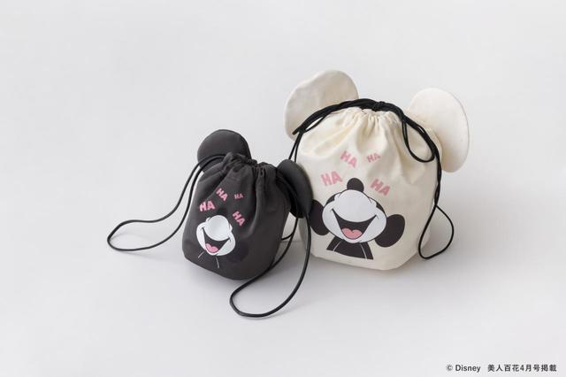 【SNIDEL HOME/MICKEY&MINNIE COLLECTION】立体的なMICKEYの耳を付けたドロストポーチとバッグ