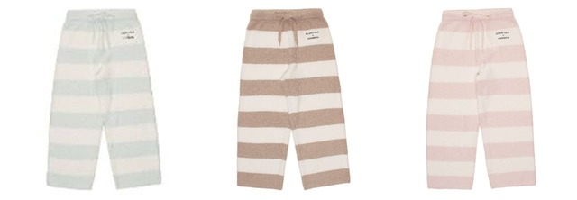 【ジェラート ピケ＋スターバックス】『gelato pique パウダーベア刺繍ボーダーロングパンツ ミントグリーン』 『gelato pique パウダーベア刺繍ボーダーロングパンツ モカベージュ』 『gelato pique パウダーベア刺繍ボーダーロングパンツ ソフトピンク』 各9,900円