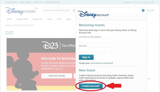 下にある「Create Account」をクリックする。