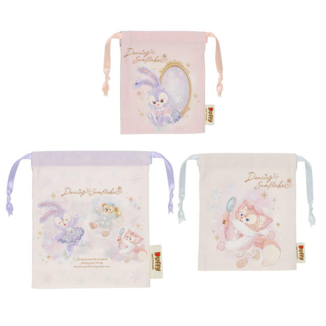 きんちゃくセット 2,700円｜東京ディズニーシー「ダッフィー＆フレンズのダンシング・スノーフレークス」スペシャルグッズ｜販売店舗：東京ディズニーシー「マクダックス・デパートメントストア」｜発売日：2024年11月2日（土）