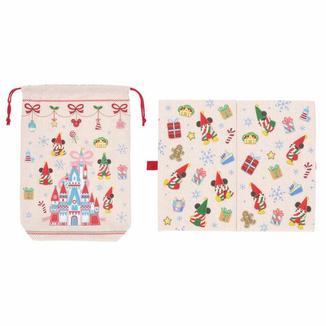 ポータブルクッション 2,300円｜「ディズニー・クリスマス」スペシャルグッズ｜東京ディズニーリゾート40周年“ドリームゴーラウンド”｜発売日：2023年11月7日（火）｜販売店舗：東京ディズニーランド「ディズニー＆カンパニー」、東京ディズニーシー「エンポーリオ」