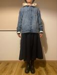 【UNIQLO　デニムトラッカージャケット】身長165cm・XLサイズ着用。ワイドシルエットパンツやスカートとも相性抜群です