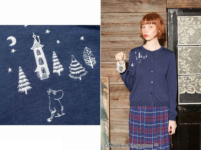 ムーミン 森の刺しゅうニットカーディガン 6,200円（税別）
