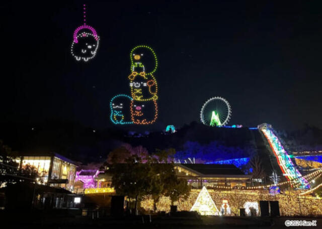 すみっコぐらしさがみ湖ドローンライトショー