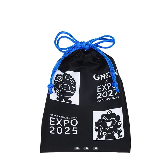 【GREEN×EXPO 2027】EX27 TK 【ミャクミャク】 巾着（黒）880円　※両面デザイン