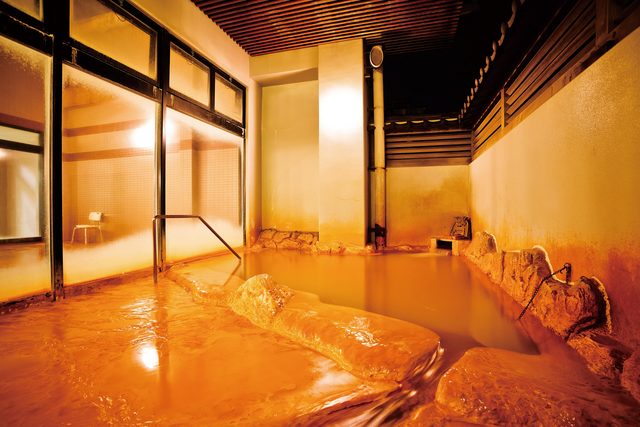 国民宿舎 松代荘／殿湯・露天風呂（男性用）。内湯や半身浴槽も