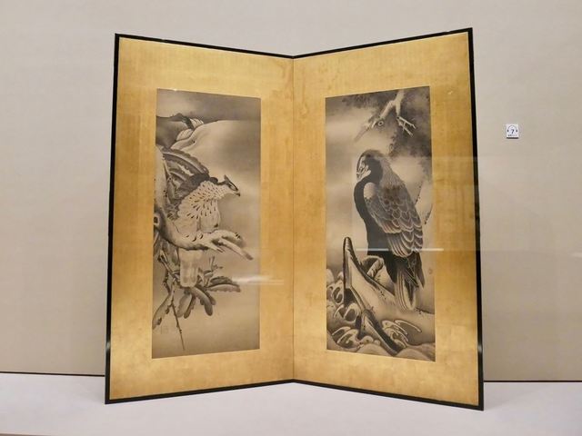 曾我宗庵筆《鷲鷹図屏風》日本・江戸時代　17〜18世紀