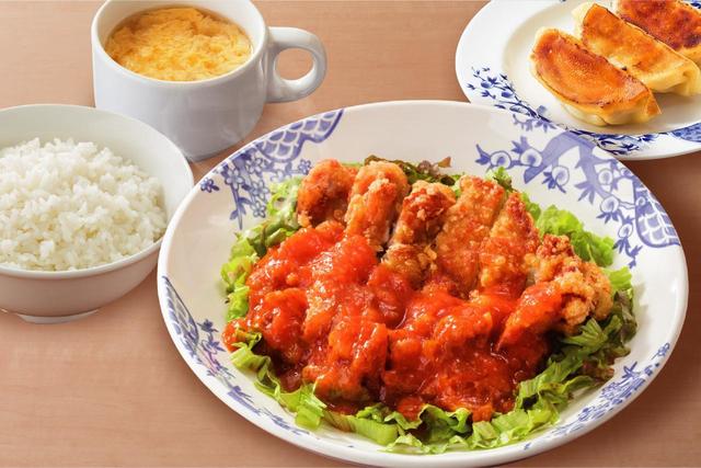 チキンのチリソース定食