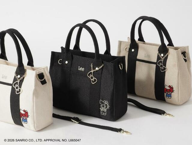 【ハローキティ】Leeスクエア2WAYトート価格：￥5,479(税込)カラー展開：アイボリー/ブラック/ライトベージュ