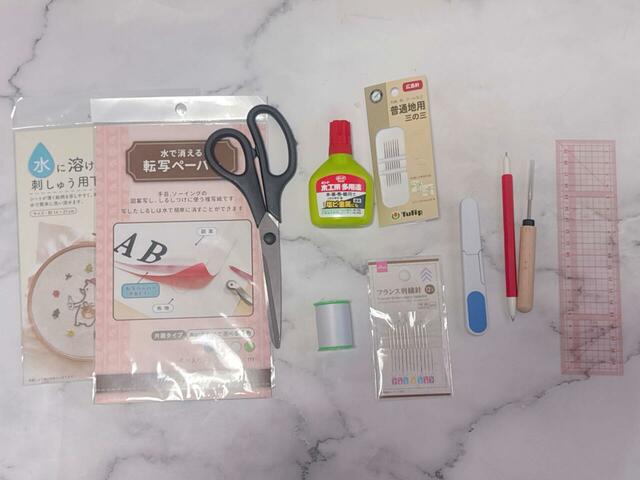 「ハチワレのがまぐち」に必要な道具はこちら。他に木枠とペンチも使用しました