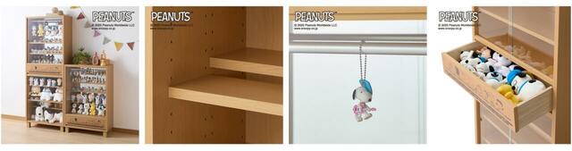 背面ミラー付きダブル棚板のコレクションキャビネット/44,900~59,900円(税込)