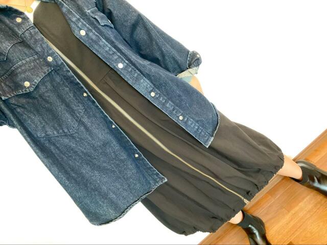 【GU フロントジップバブルヘムワンピース】春先はジャケット＆ショートブーツ合わせがおすすめ！