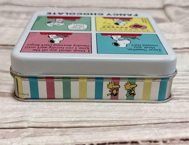 側面には、パステルカラーのストライプとウッドストックのイラスト入り。4面すべて異なるデザインなのが推しポイント！