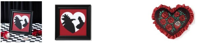 クイーンオブハート/アートボード S｜￥3,000　　　クイーンオブハート/クッション レッド｜￥4,800