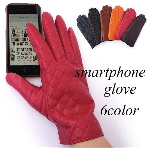 あったかiPhoneグッズ：スマートフォン対応手袋 キルティング本革