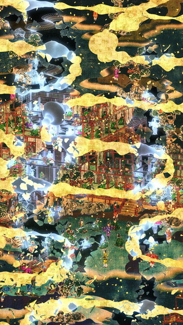 『花と屍 剥落 十二幅対』 1 チームラボ,2012,デジタルワーク,1min,50sec(9.16☓12)