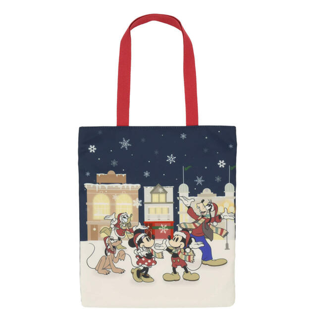 トートバッグ 2,300円｜東京ディズニーリゾート「ディズニー・クリスマス」スペシャルグッズ｜「Dazzling Christmas in New York！」のグッズ｜販売店舗：東京ディズニーシー「ガッレリーア・ディズニー」｜発売日：2024年11月8日（金）