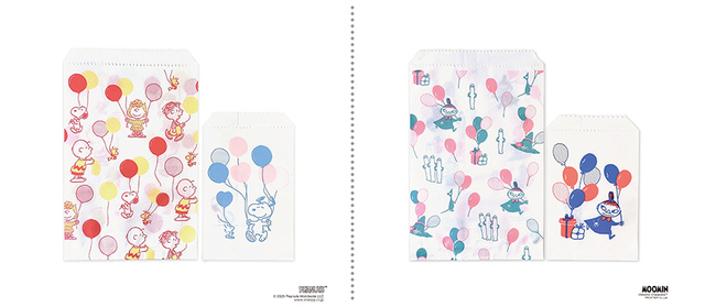 【おくるシリーズ スヌーピー／ムーミン】ちょこっと袋アソート／大小2サイズ、各5枚入り・各税込400円