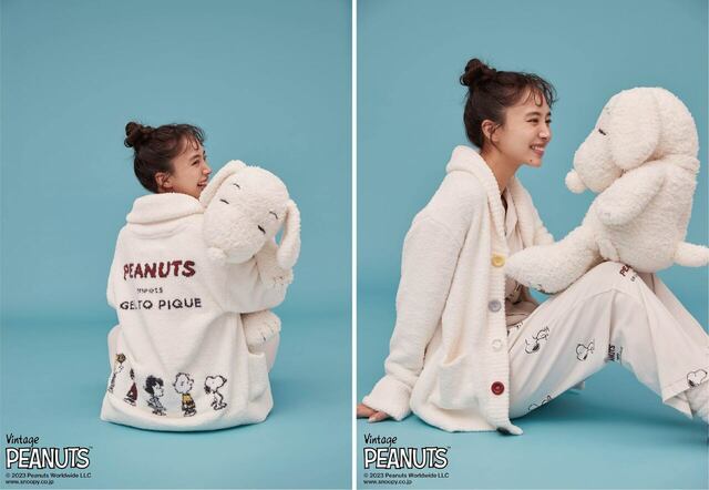 【PEANUTS meets GELATO PIQUE】UNISEX'パウダー'オールスターズジャガードショールカーディガン ￥10,120カラー：アイボリー/ダークグレーサイズ：S-M/M-LSNOOPY柄シャツ ￥7,260SNOOPY柄ロングパンツ ￥7,260SNOOPY柄ワンピース ￥8,910カラー：アイボリー/ダークグレーサイズ：フリー'ジェラート'ティッシュケース ￥10,890カラー：アイボリーサイズ：フリー