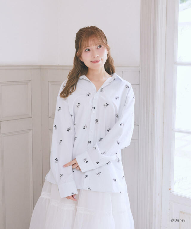 ミッキー/ストライプ総柄シャツ ￥15,900