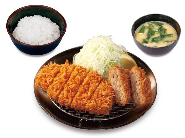 ロースかつ&黒×黒メンチかつ定食