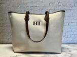 【ZARA】キャンバス地トートバッグ　ベージュ／税込3,990円（イニシャル刺繍カスタマイズ＋390円）