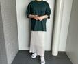 【ユニクロ エアリズムコットンオーバーサイズTシャツ(5分袖)】スカートと合わせても◎