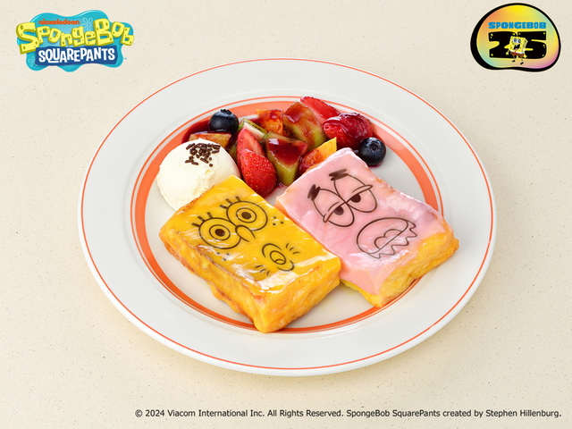 「ふたりは仲良し♪バターとメープルシロップのしみしみフレンチトースト」＜1,780円（税込）＞【『スポンジ・ボブ』のテーマカフェ「CAFE Secret Recipe」がオープン】